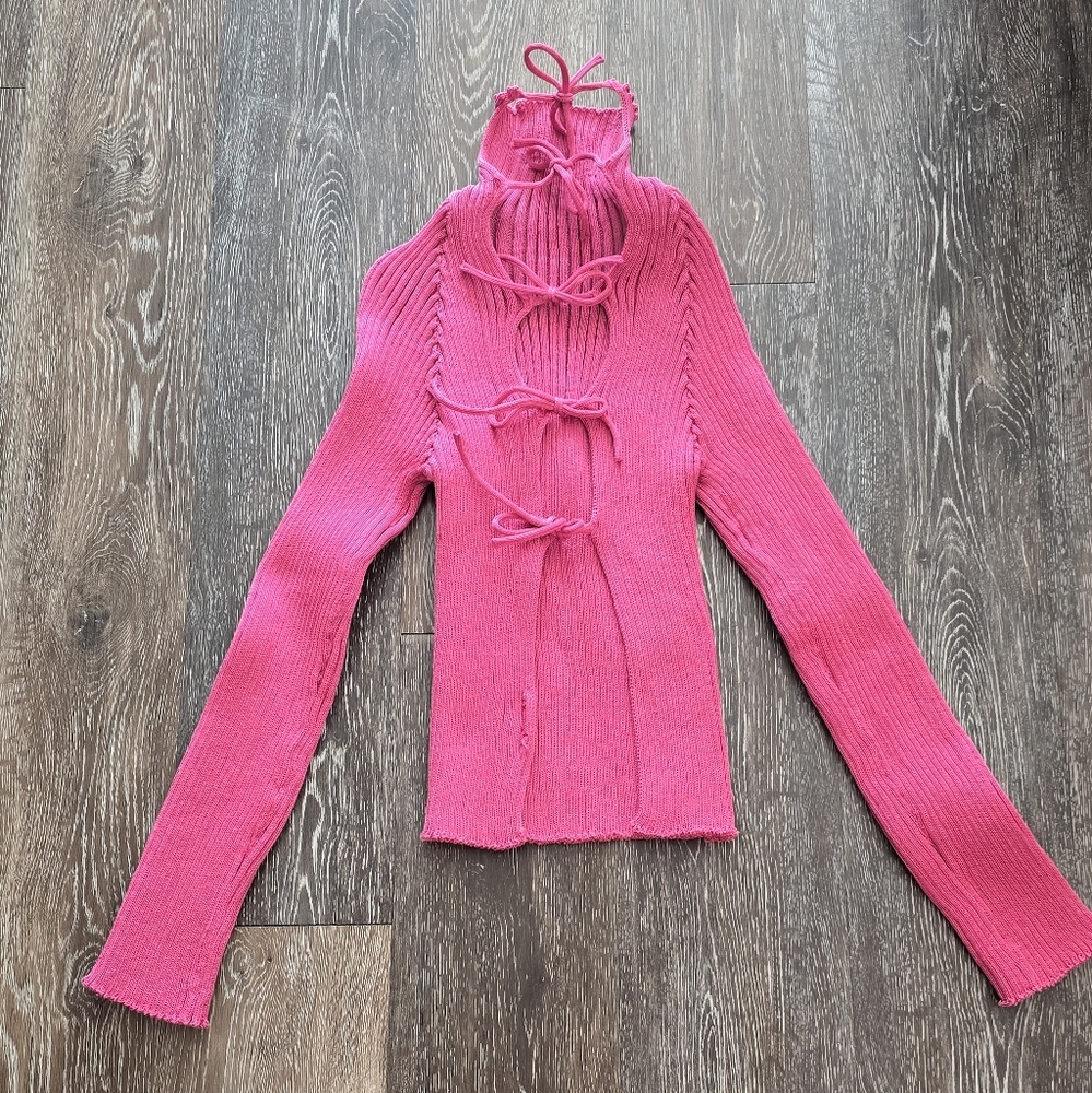 A. ROEGE HOVEPink Nylon & Cotton Cardigan In Berry size S - Picture 11 of 13
